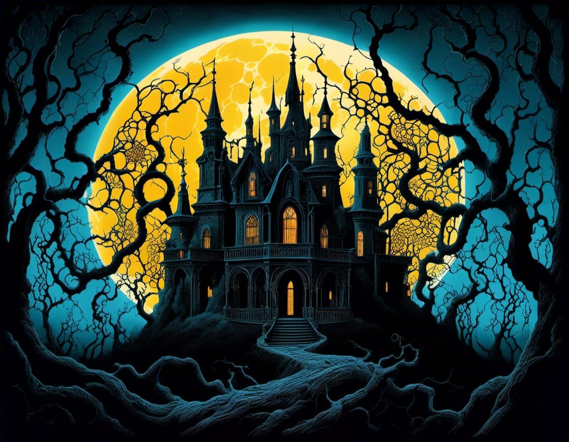 Gothic Castle in Magical Realism Style