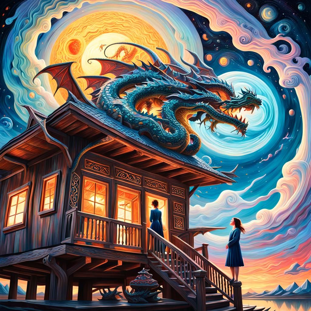 Woman in Cosmic Wonder on Saturnian Shores