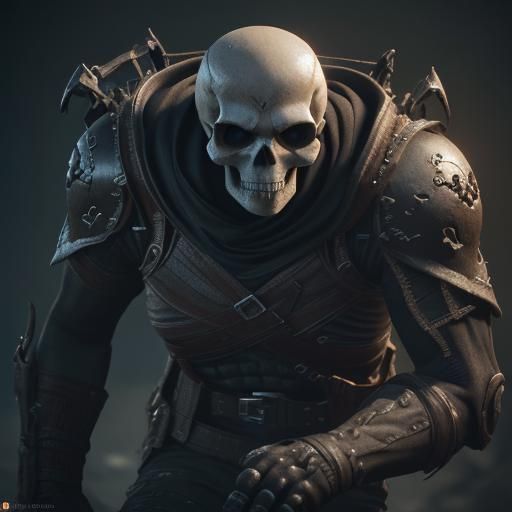 Intricately Detailed Skull in 3D Game Cinematic Style