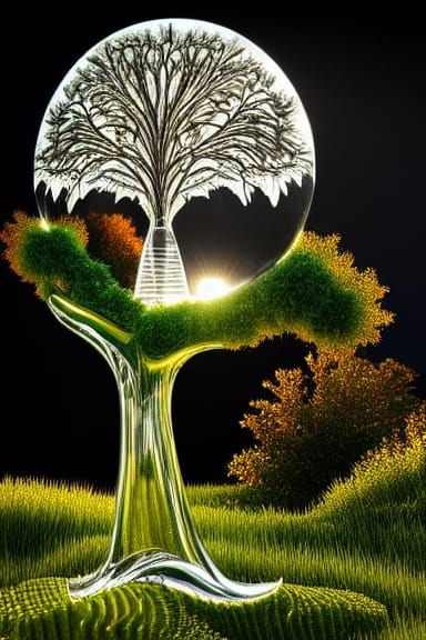 Life-Giving Tree: Intricate Sunset Sculpture