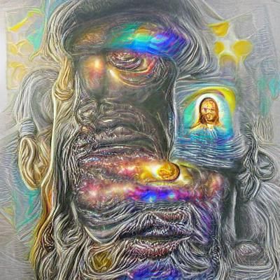 Holographic God in Astral Cosmic Illustration
