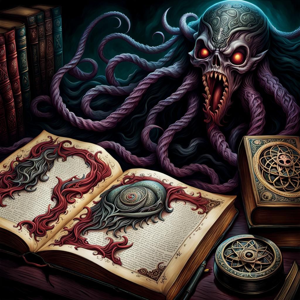 The book of Necronomicon shapes its own horrifying reality