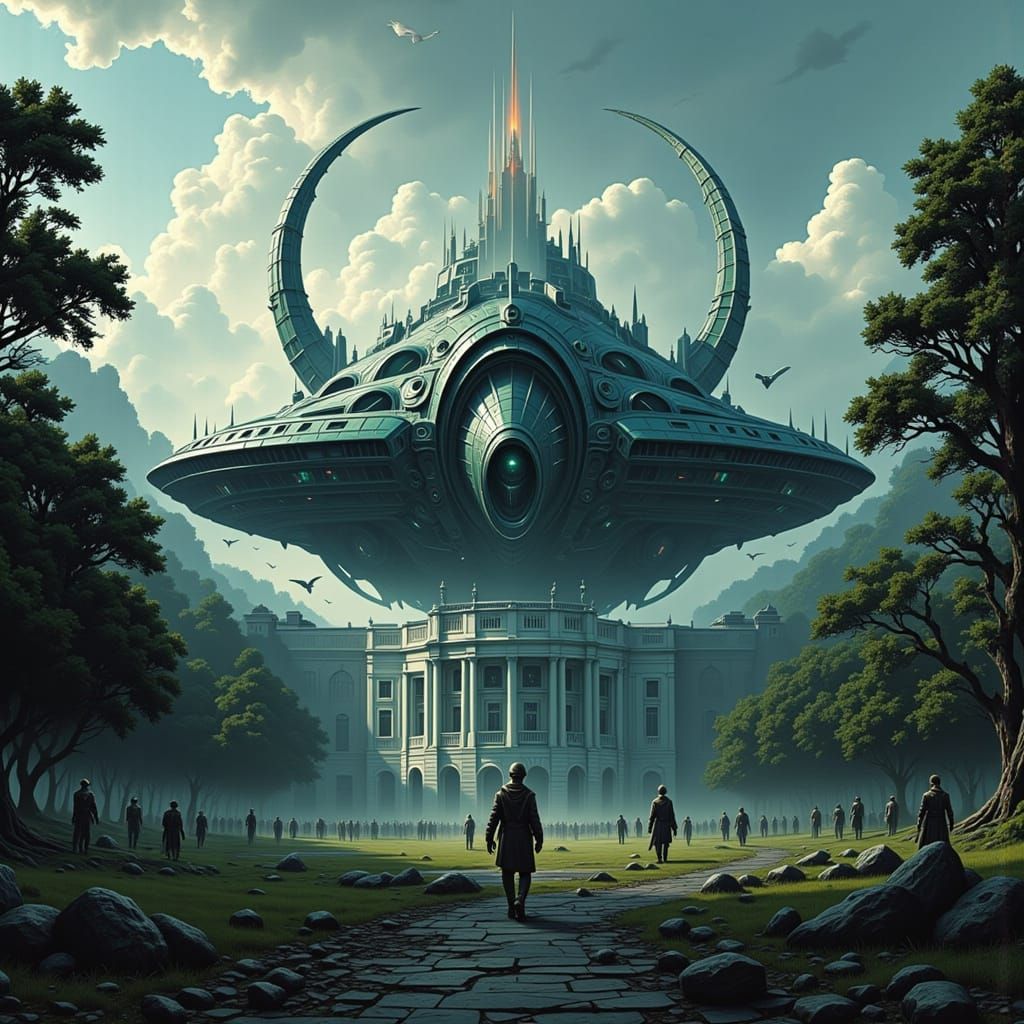 Alien Spaceship Lands on White House Lawn