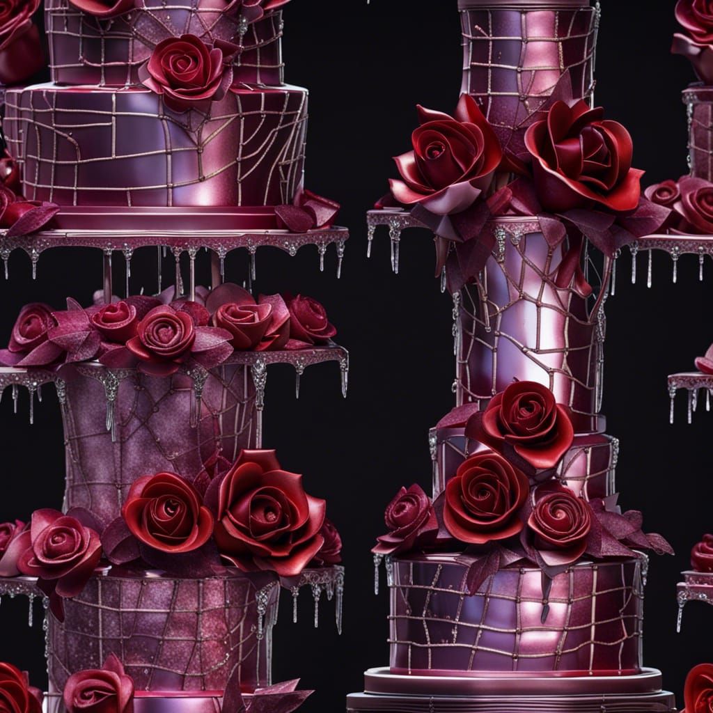 Crystal Wedding Cake with Roses in Photorealistic 3D