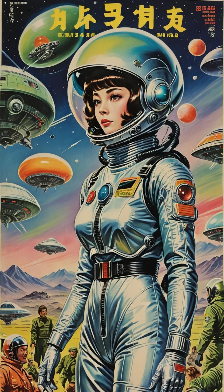 Retro Alien Movie Poster in Manga Style