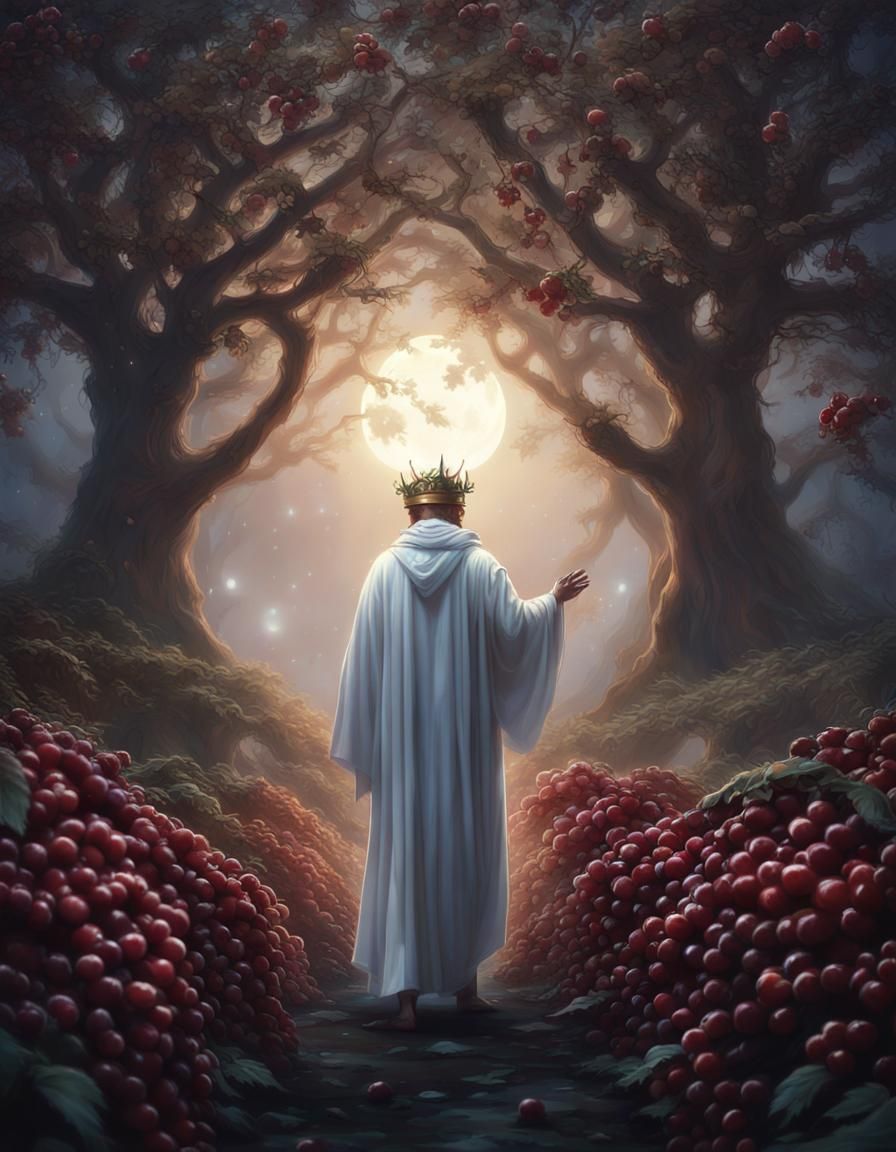 Magical Druid in Moonlit Forest