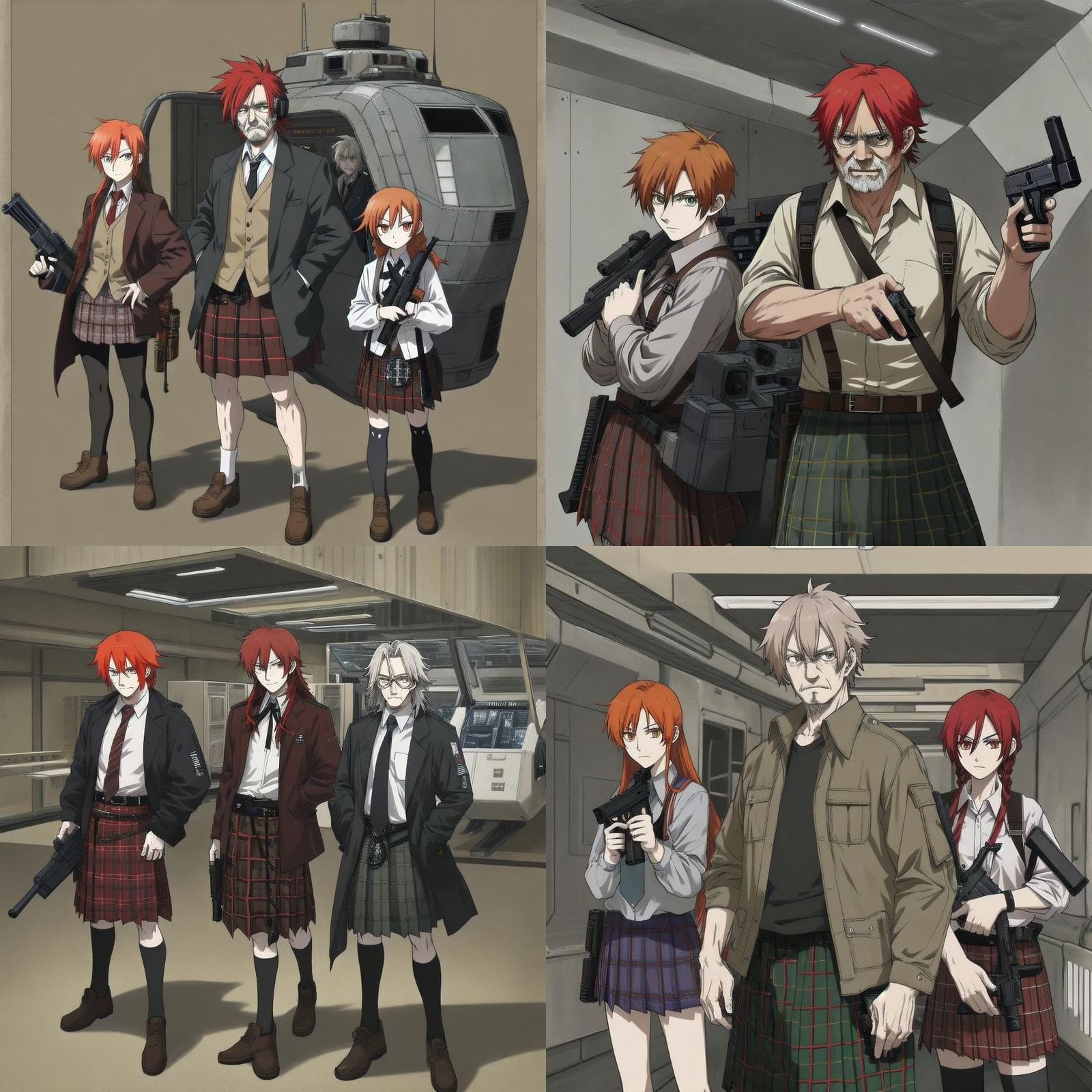 Anime Style Lazarus Long with Twins on Spaceship