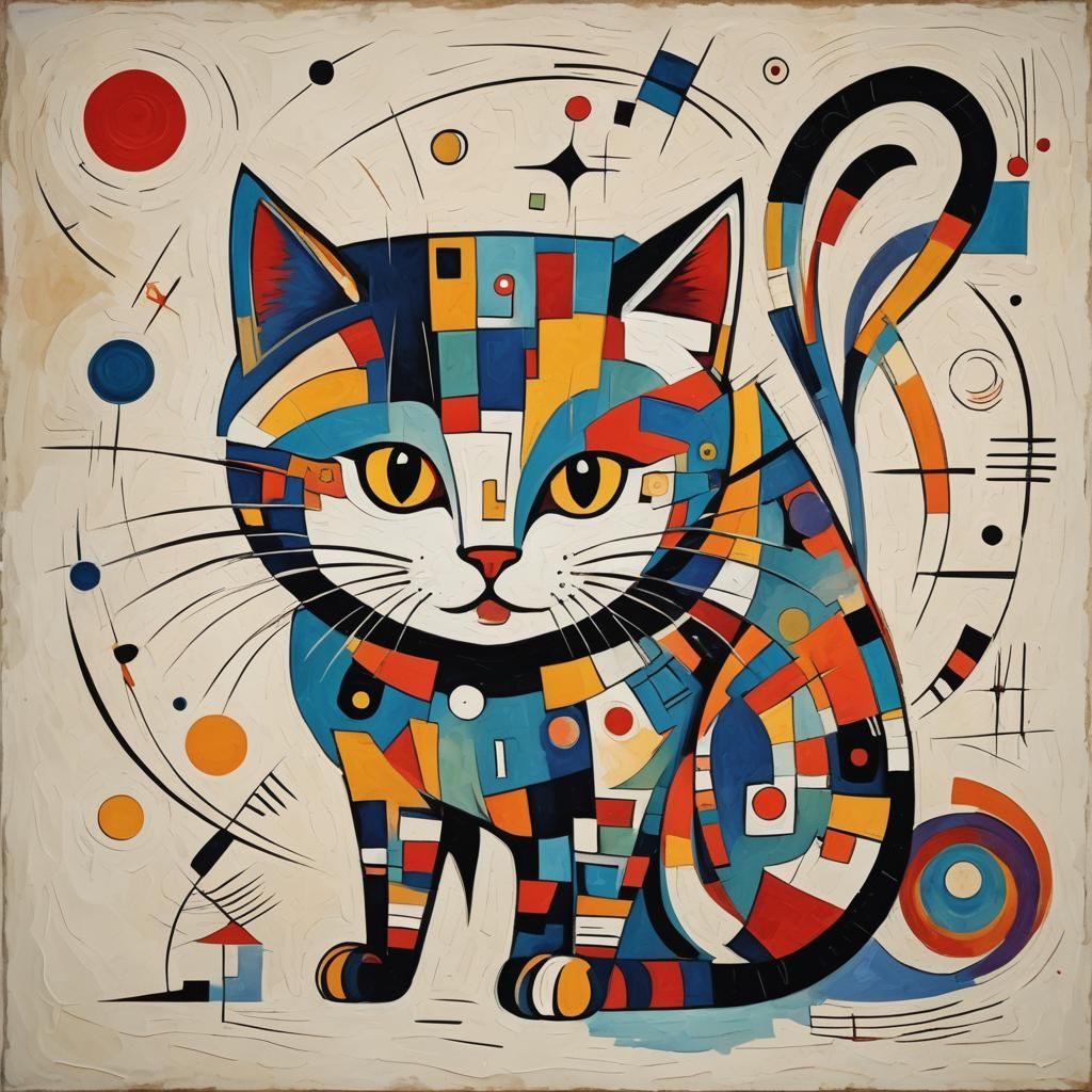 Abstract Cat Portrait in Kandinsky Style