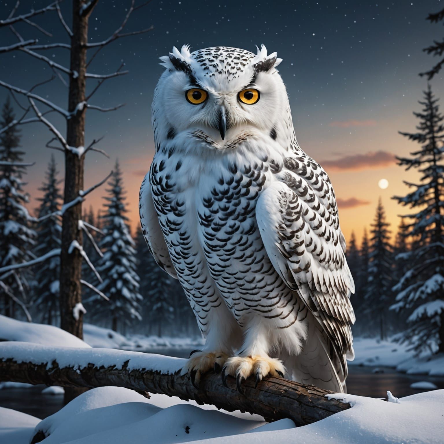 Majestic Snowy Owl in Winter Wonderland