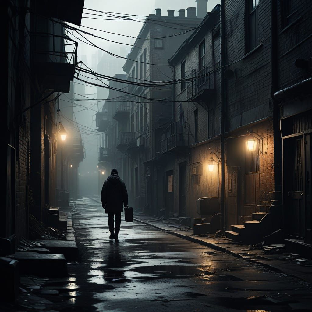 Moody Urban Alleyway Concept Art