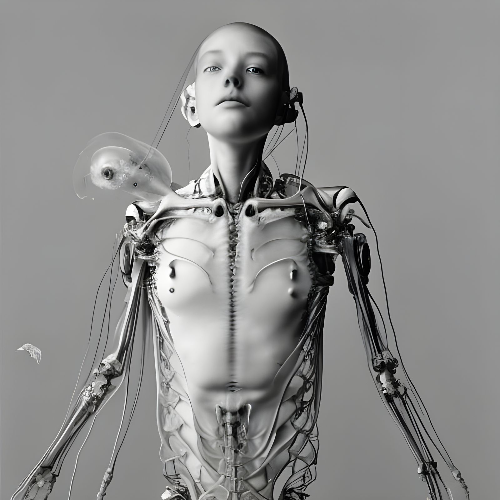 Hyperrealistic Cyborg Squid Girl in Sturges Style