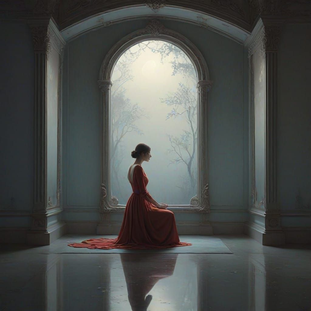 Moonlit Figure in Surreal Dreamscape