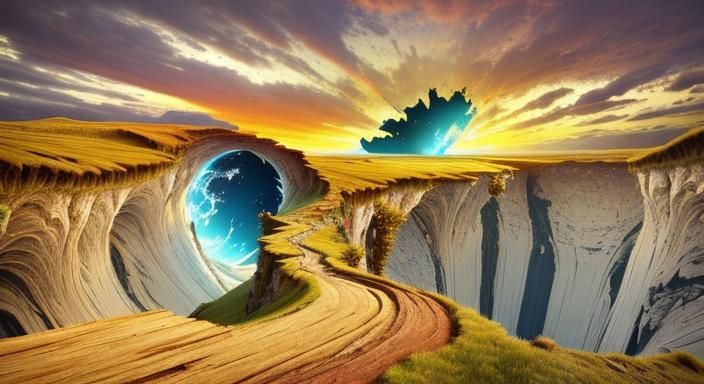 Surreal Inverted Landscape: A World Tilted