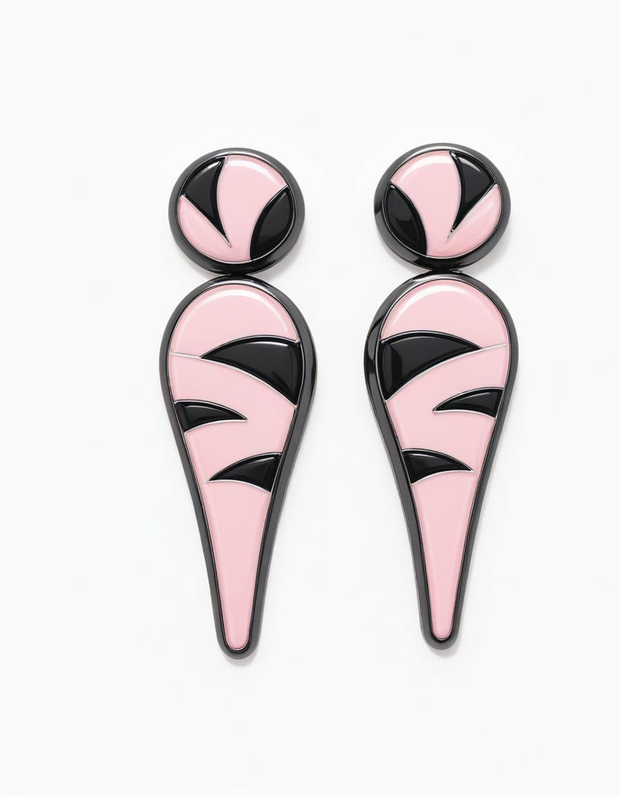 Pink Panther Tail Earrings in Pop Art Style