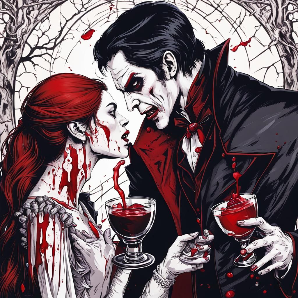 Vampire Feeding: Gothic Horror Blood Drink