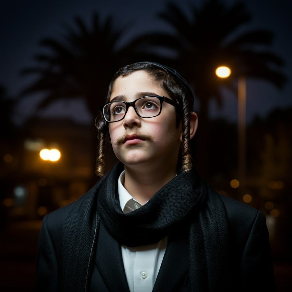 Young Haredi Boy in Contemplative Mood