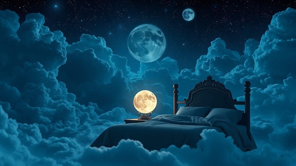 Moon Lamp Illuminates Fantasy Bed in Surreal Style