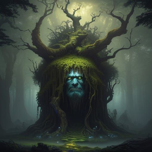 Ancient Tree God Emerges from Mystical Landscape
