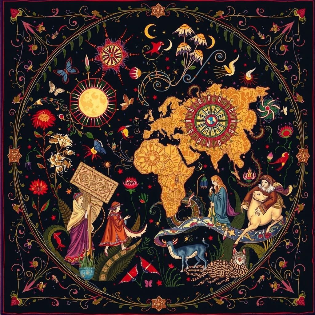 Medieval Modern Tapestry in 3D Embroidered Art