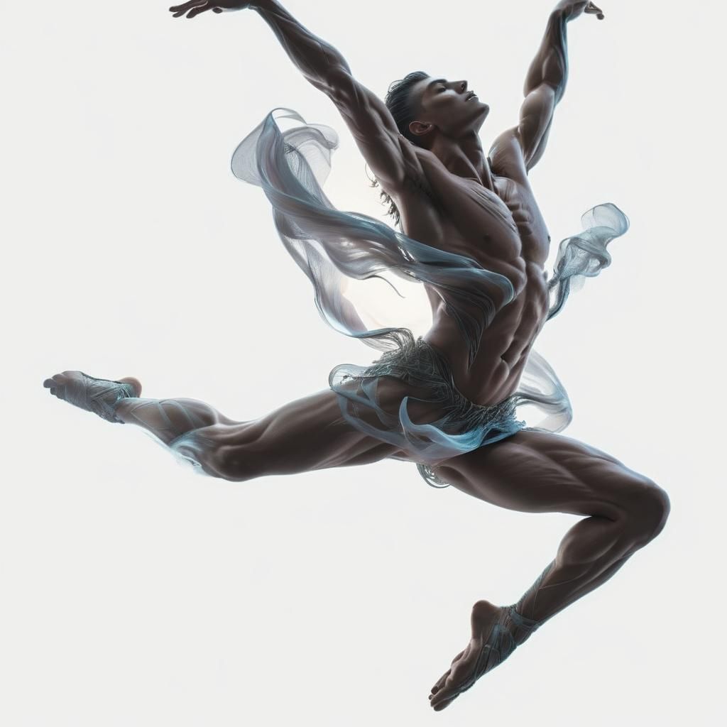 Muscular Dancer in Motion: Dreamlike Concept Art