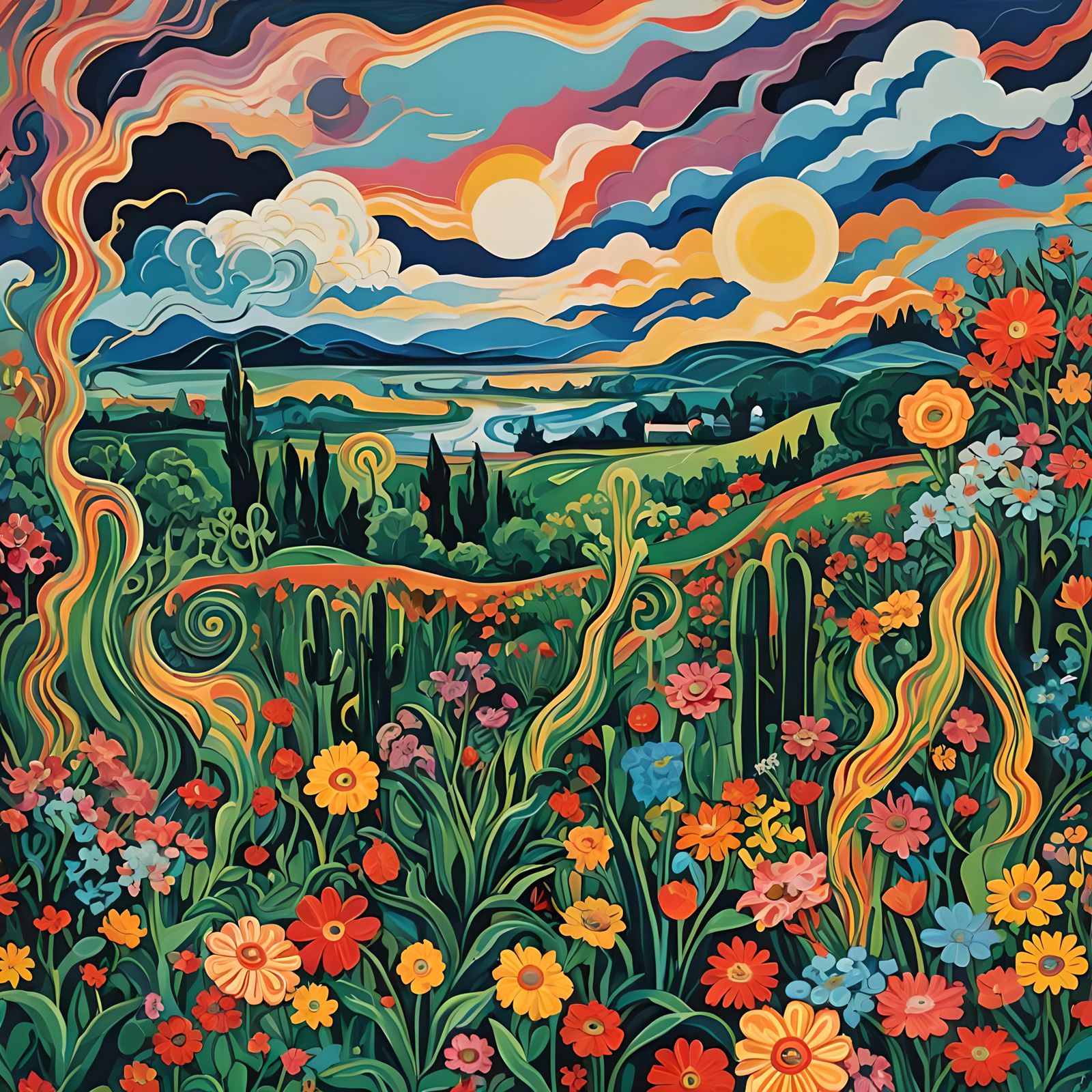 The Scream Meets Unknown Pleasures in a Garden