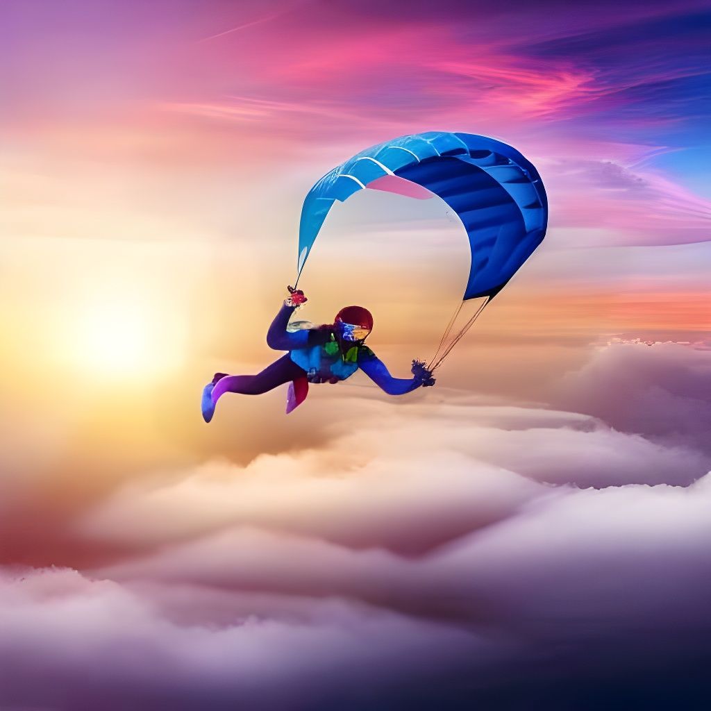 Skydiver Silhouetted Against a Fiery Sunset