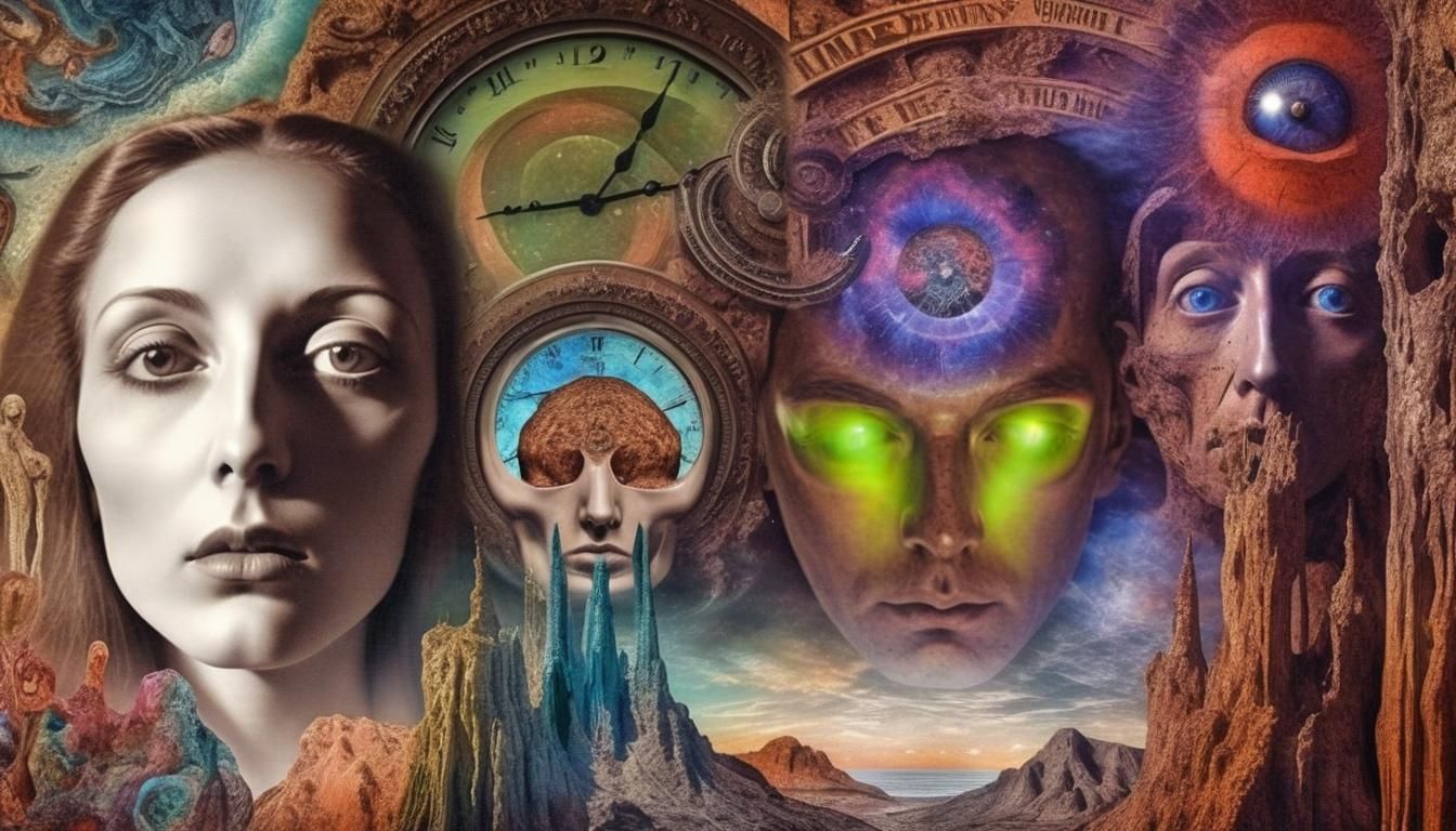 Mind Transcends Time in Surreal Mixed Media