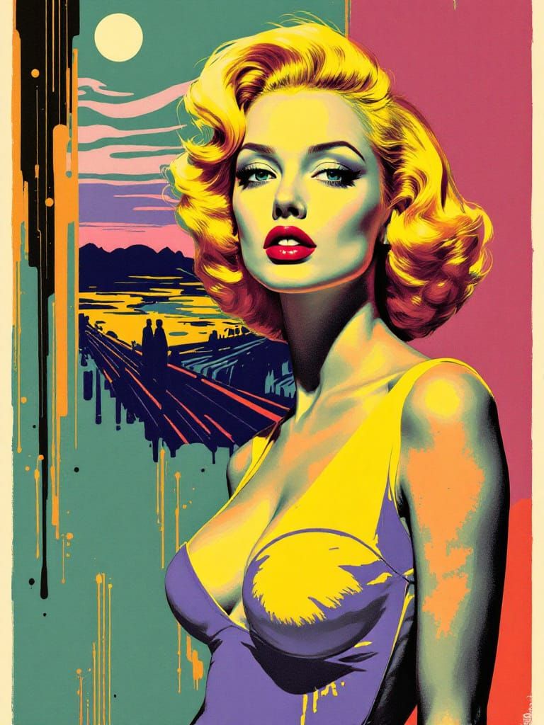 1950s Pin-Up Woman in Bold Graphic Style