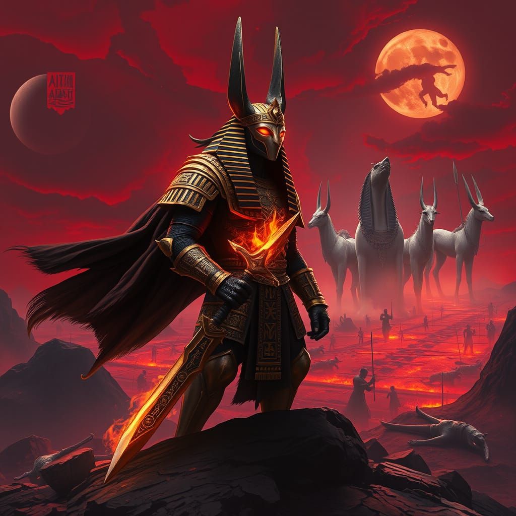 Ancient Egyptian Warrior King in Epic, Mythical Landscape