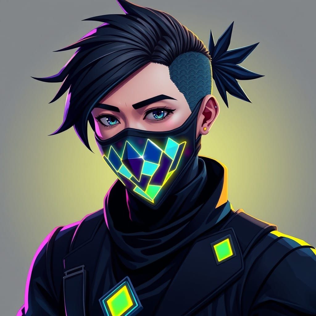 Japanese Kuro with Neon Diamond Mask Fortnite Skin Concept