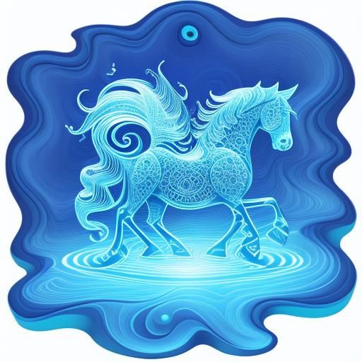 Glowing Blue Cloud Pony with Abstract Fractals