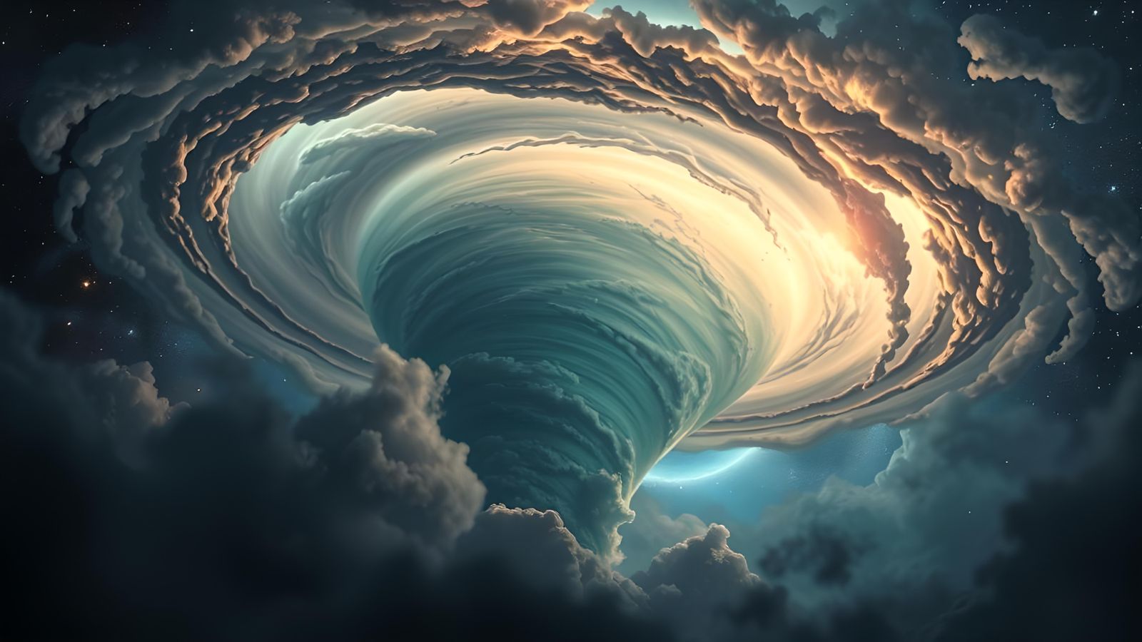 Panoramic Space Tornado in Photorealistic Style
