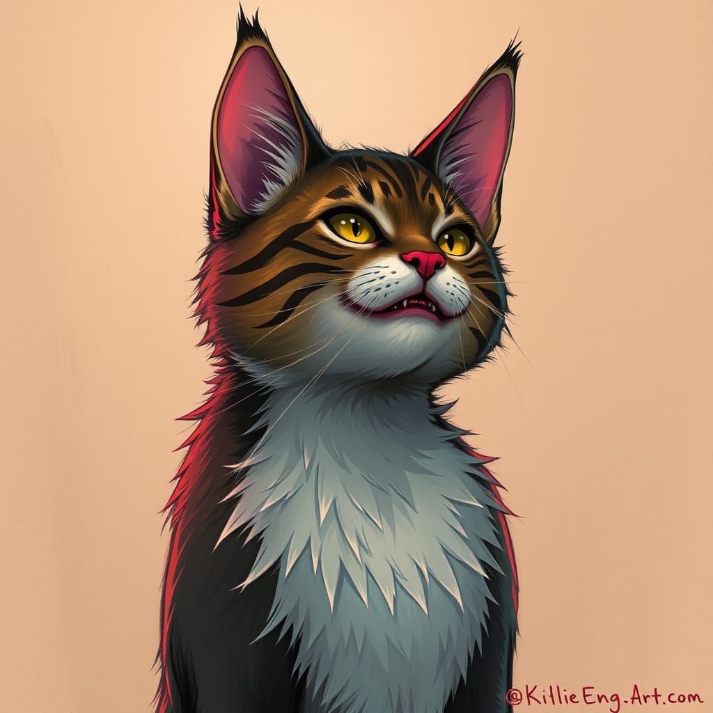 Stylized Cat Illustration in Retro Sci-Fi Style