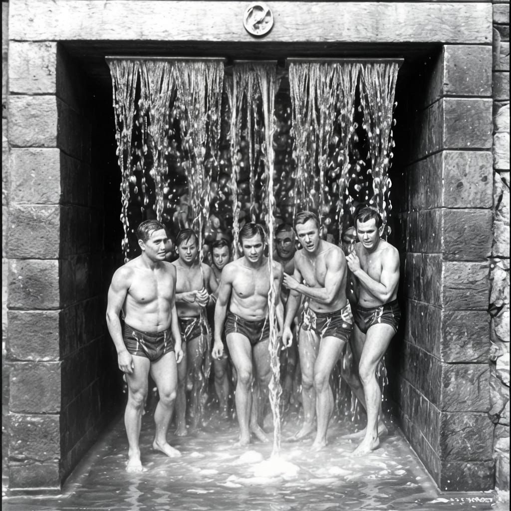 Welsh Coal Miners Emerge Clean Under the Refreshing Shower o...