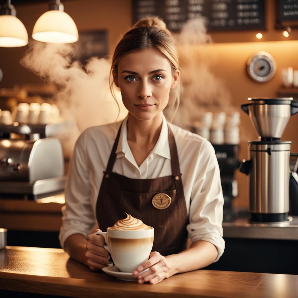 Inviting Cappuccino Still Life in Coffee Shop