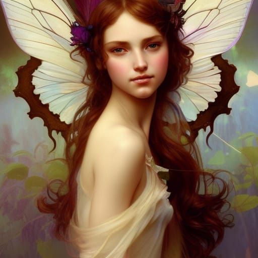 Ethereal Fairy Portrait in Art Nouveau Style