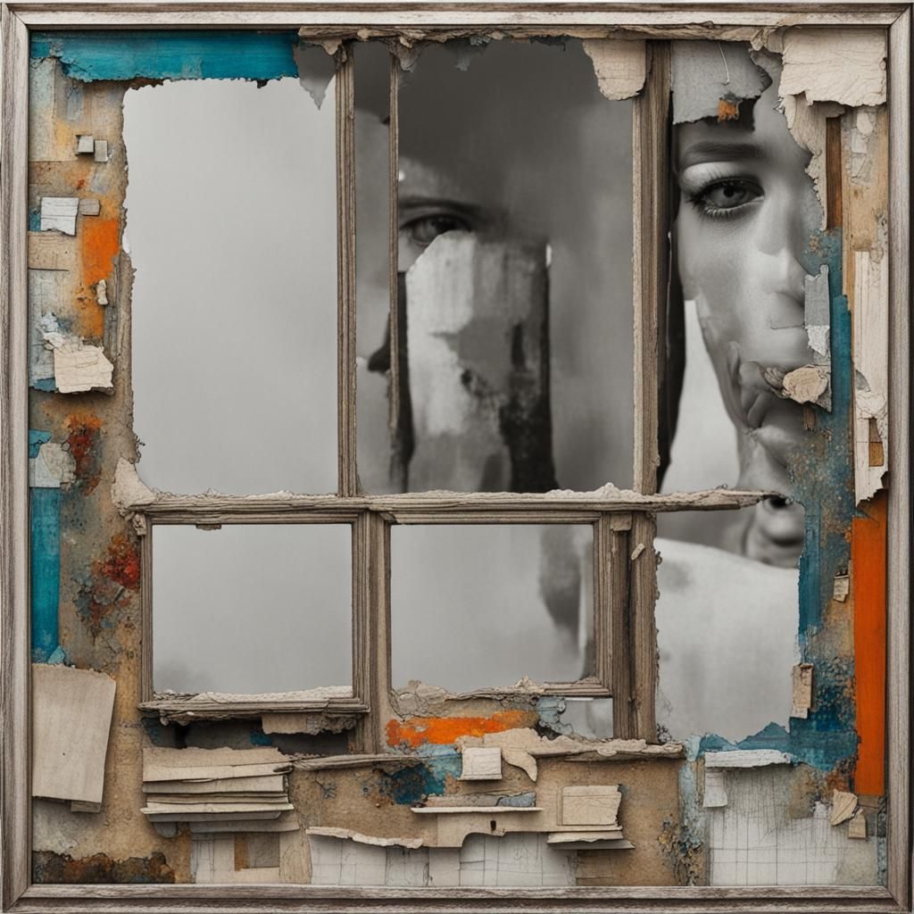 Reflections: A Mixed Media Collage of Mirrors and Windows