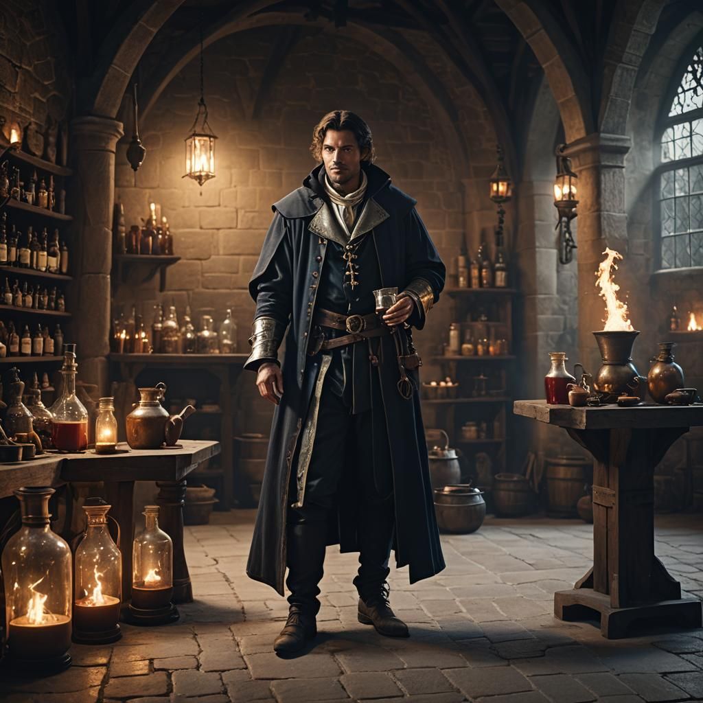 Medieval Alchemist Portrait in Photorealistic Style