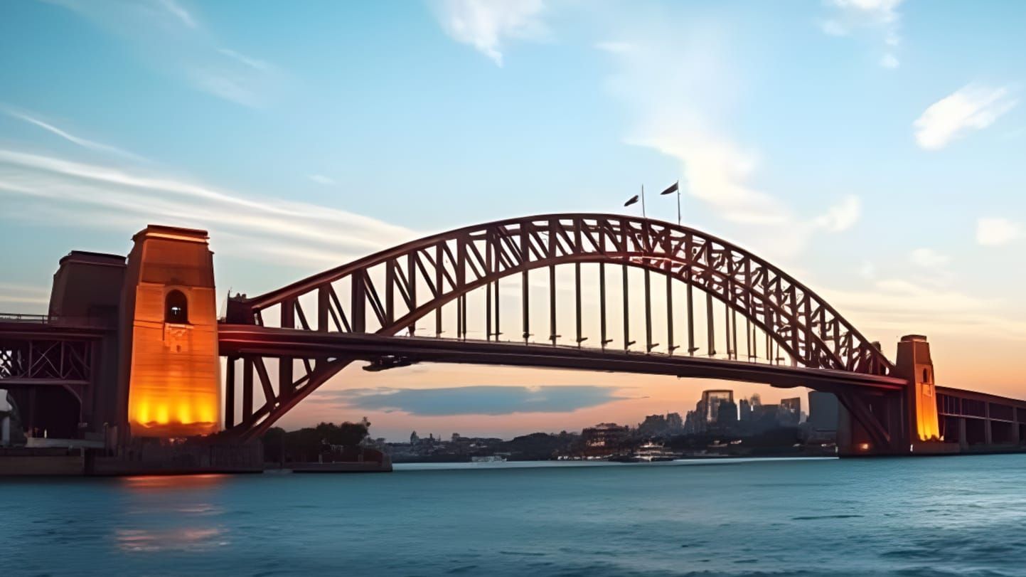 Surreal Sydney Harbour Bridge in Realistic Style