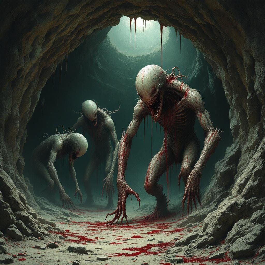 Gothic Monsters Emerge from a Dark Cave