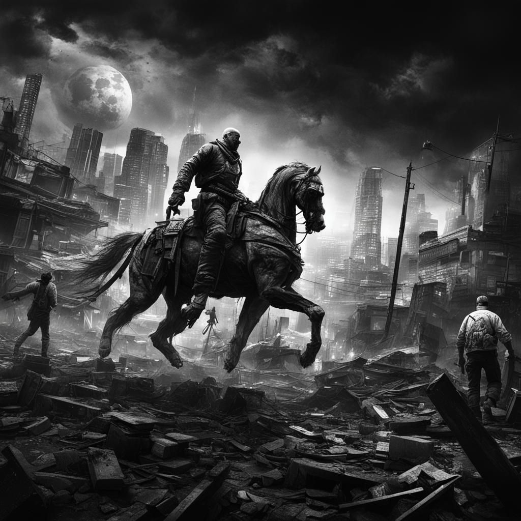 Apocalyptic Cityscape in Contrasting Colors