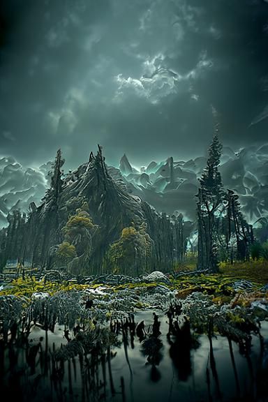 Helheim Landscape Inspired by Classic Artists