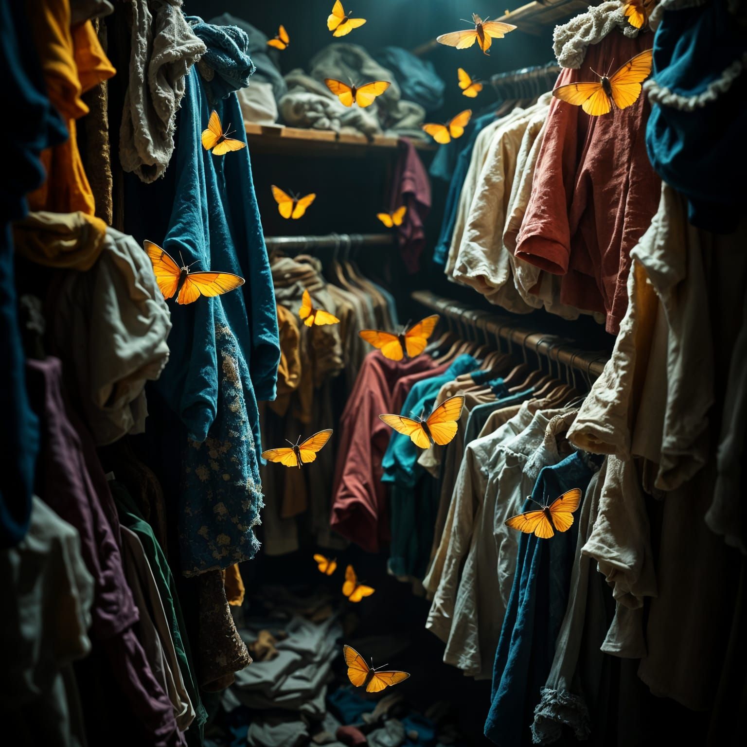 Ethereal Moths Feast in a Lavish Closet