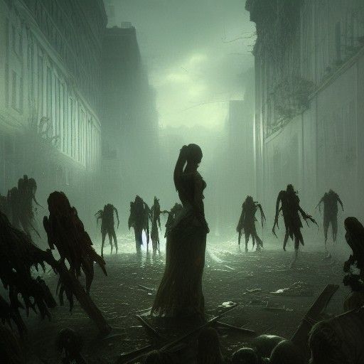 Detailed Zombie Apocalypse in Dark Fantasy Style