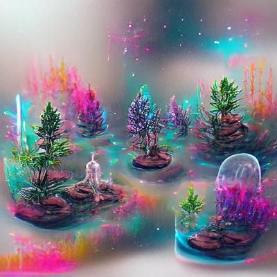 Holographic Astral Cosmic Mini Forest Illustration