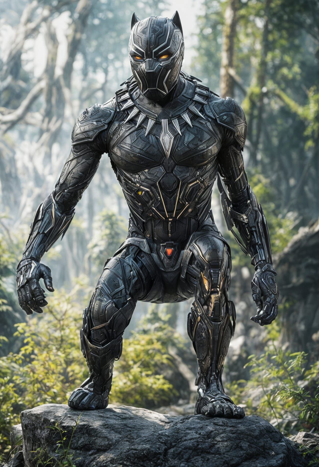 Cybernetic Black Panther with Celtic Armor