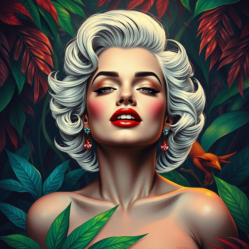 Marilyn Monroe in Jungle, Hyper-detailed Octane Render