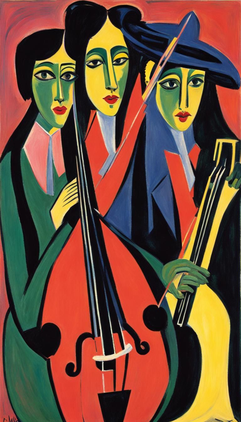 Music Scene in Expressionist Style
