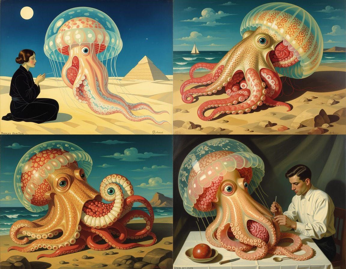 Surreal Egyptian Jellyfish Camel with Internal Organs