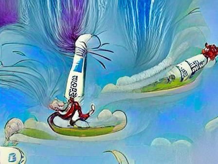 Jeff Bezos rides a rocket made of money powered by employees’ tears